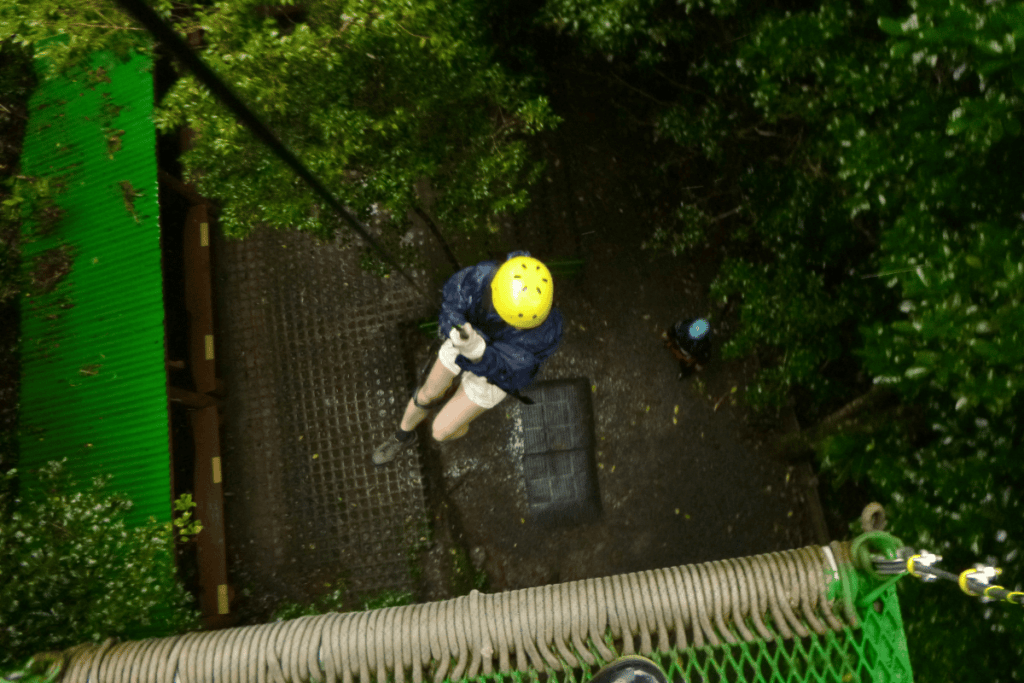 rappelling in monteverde during a zipline tour. 