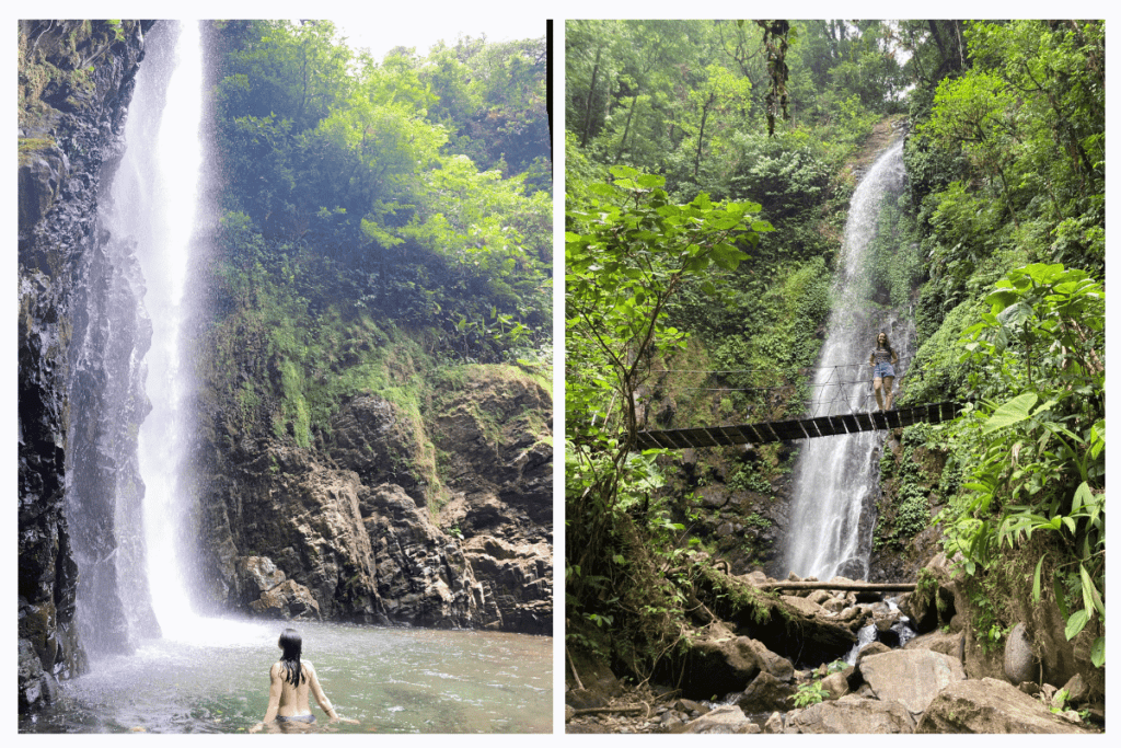 el tigre waterfalls from pool and bridge. 