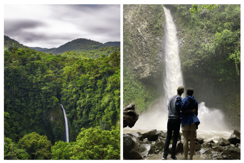 Different views of La Fortuna Waterfall. 