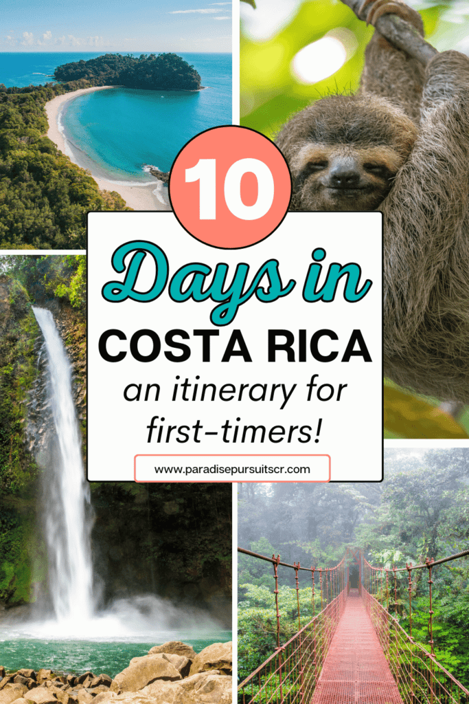 10 days in Costa Rica itinerary pin for pinterest. 