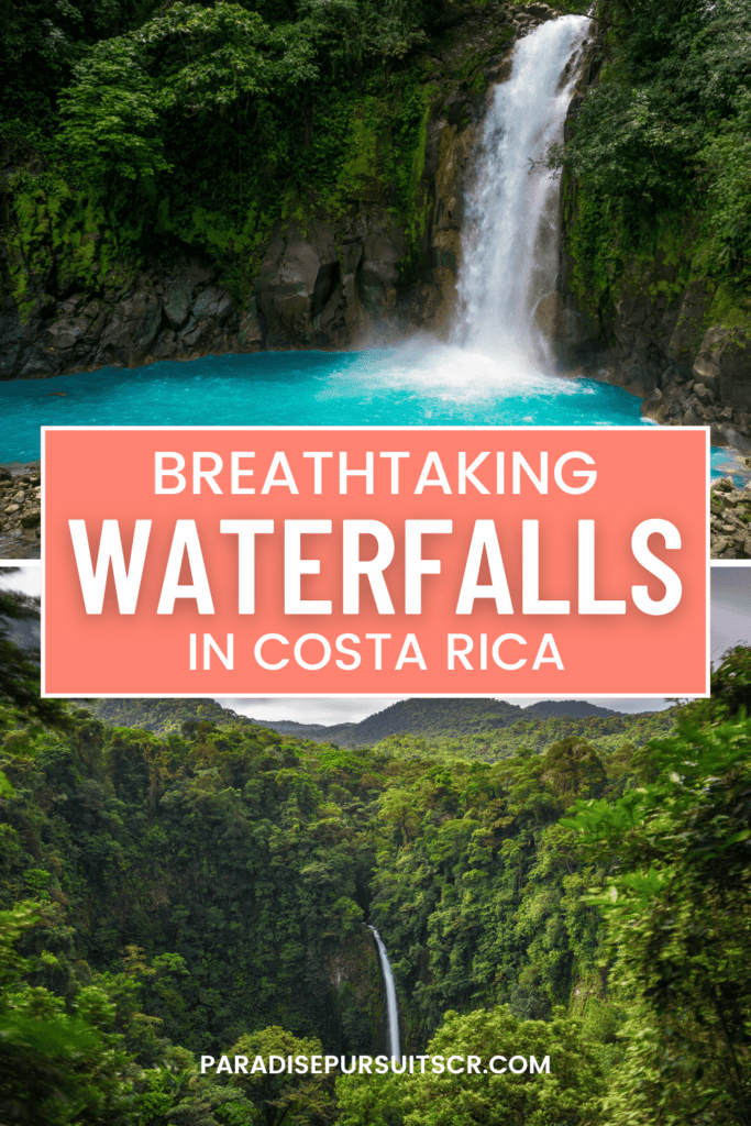 Waterfalls in Costa Rica pin for pinterest. 