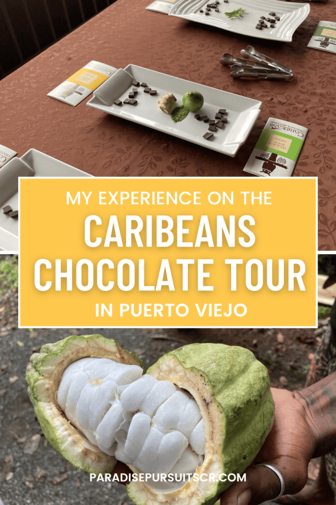 Chocolate tour in Puerto Viejo Costa Rica pin for pinterest. 
