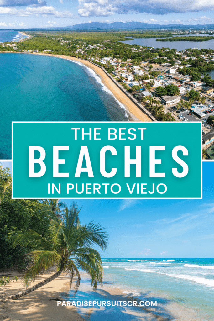 Best Beaches in Puerto Viejo pin for pinterest. 