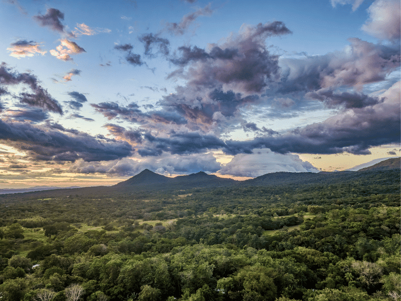 View of Rincon De La Vieja volcano in costa rica.